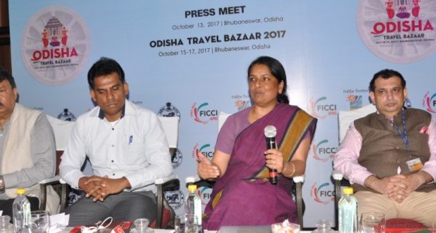 Tourism Secretary Mona Sharma Addressing Press Conference on Odisha Travel Bazzar 2017