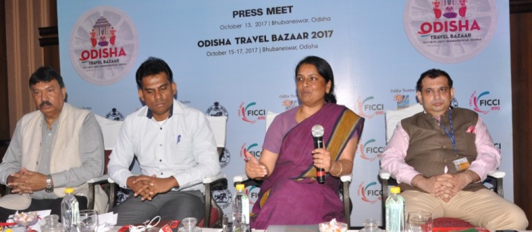 Tourism Secretary Mona Sharma Addressing Press Conference on Odisha Travel Bazzar 2017