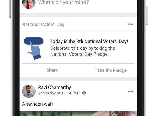 Facebook reminder for National Voters’ Day pledge on Jan 25
