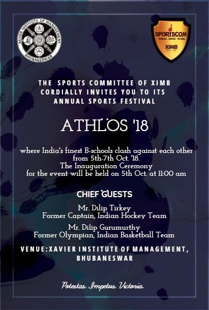 XIMB’s Athlos 2018 from October 5