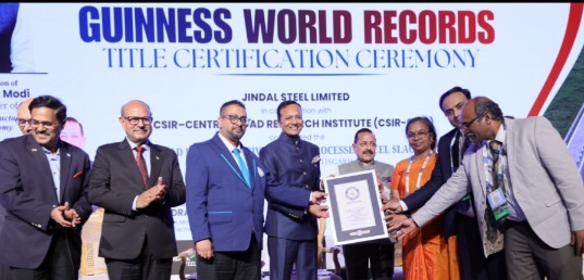Jindal Steel’s slag builds world’s longest steel road, Sets Guinness World Record